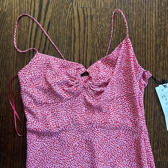 NWT Zara, pink and red midi dress, XS - Picture 5 of 8